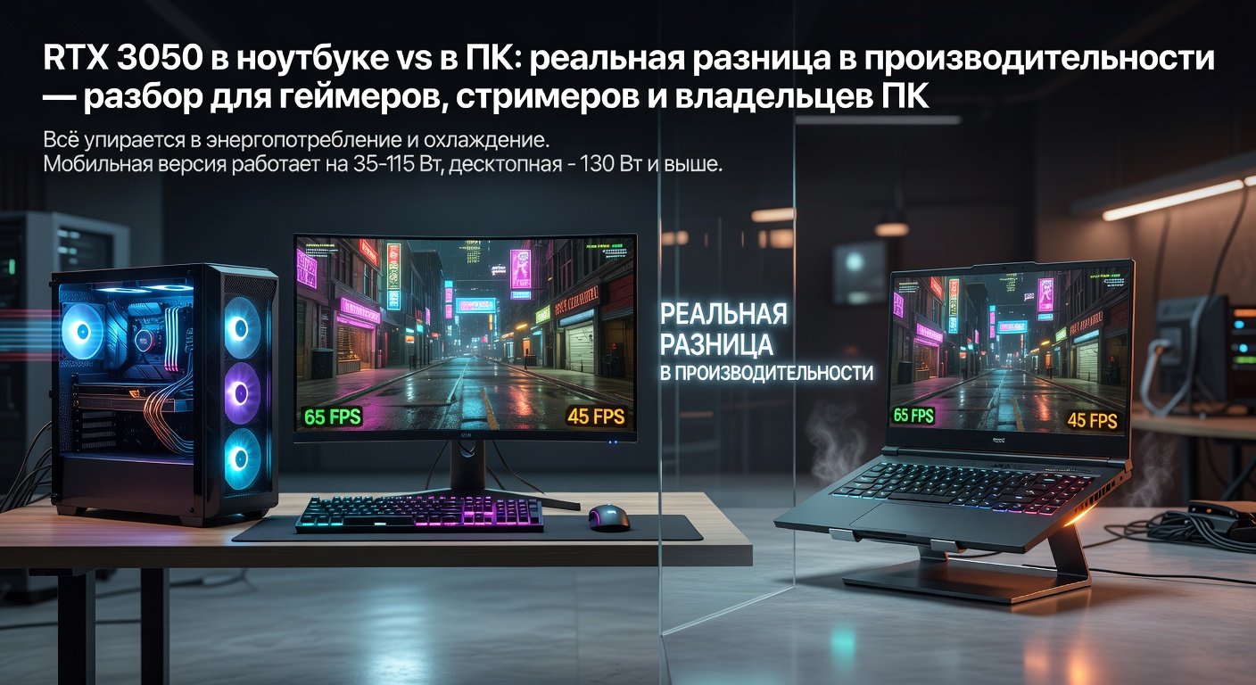 RTX 3050 в ноутбуке vs в ПК: реальная разница в производительности — разбор для геймеров, стримеров и владельцев ПК