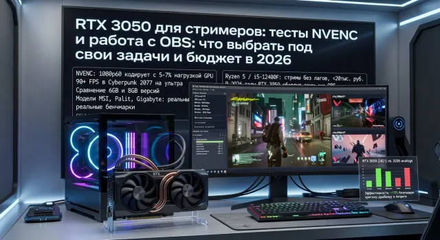 RTX 3050 для стримеров: тесты NVENC и работа с OBS: что выбрать под свои задачи и бюджет в 2026