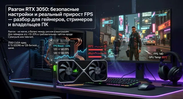 Разгон RTX 3050: безопасные настройки и реальный прирост FPS — разбор для геймеров, стримеров и владельцев ПК